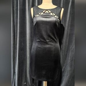 Bebe Black Sleeveless Dress with Mesh Detail